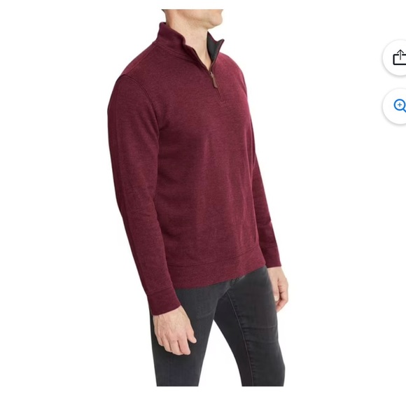 Lands' End Men's XXLT  Bedford Rib Quarter Zip Burgundy Sweater pullover - Picture 4 of 12